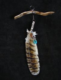 "Great Horned Owl" - Kiln Formed Glass Feather 202//264